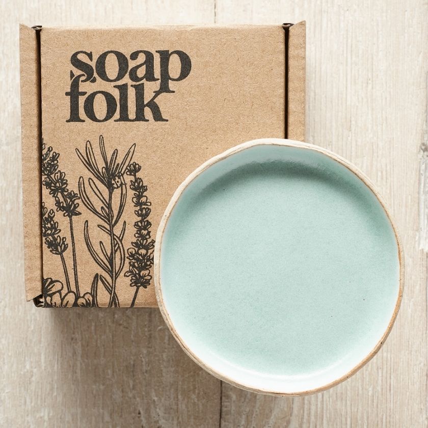 Soap Folk Travel Soap Gift Set and Mini Ceramic Dish in Duck Blue